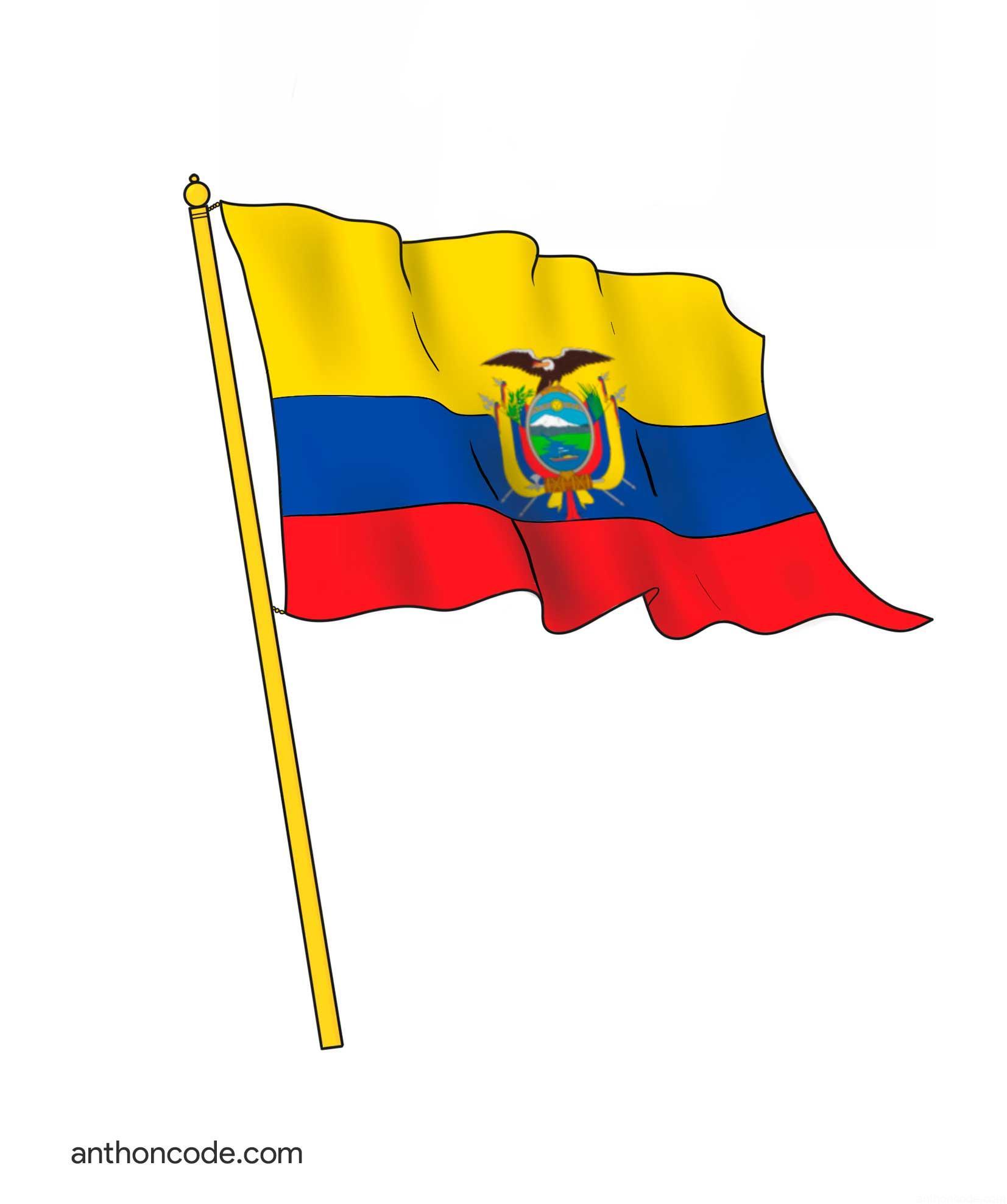 bandera de Ecuador flameando
